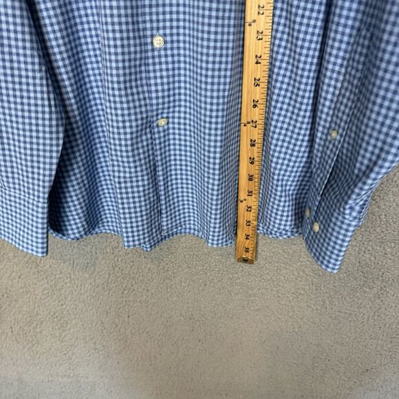 Peter Millar Shirt Men's XXL Blue Check Long Sleeve Button Up Polyester Casual - Picture 5 of 7